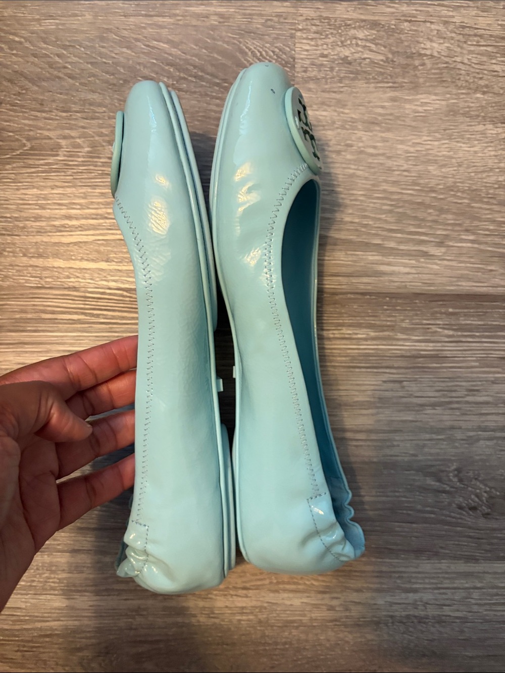 Tory Burch Mint Blue Leather Reva Ballet Flats - Picture 3 of 4